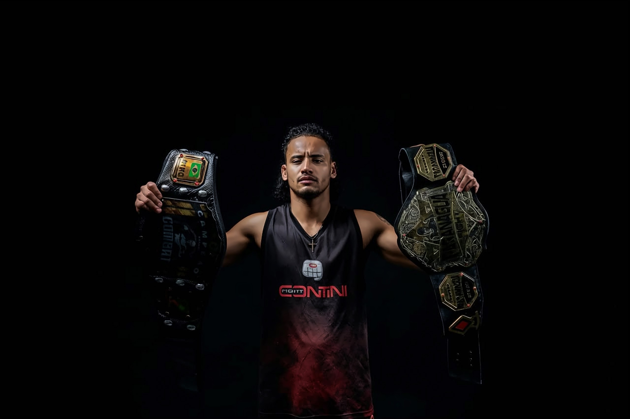 Atleta da Contini Fight com cinturões